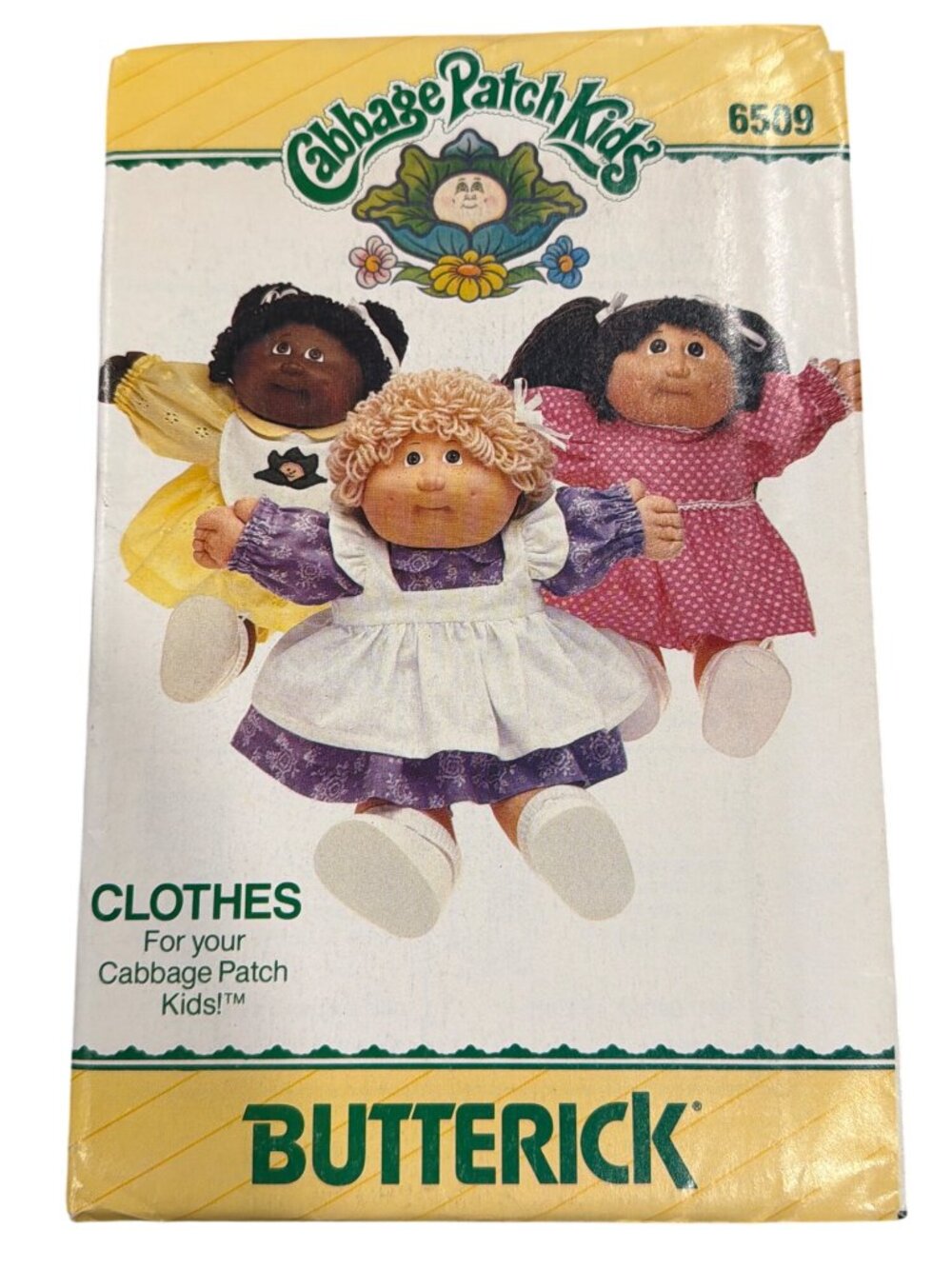 Cabbage Patch Kids CPK Butterick 6509 Sewing Pattern Dress Panties Pinafore Bib